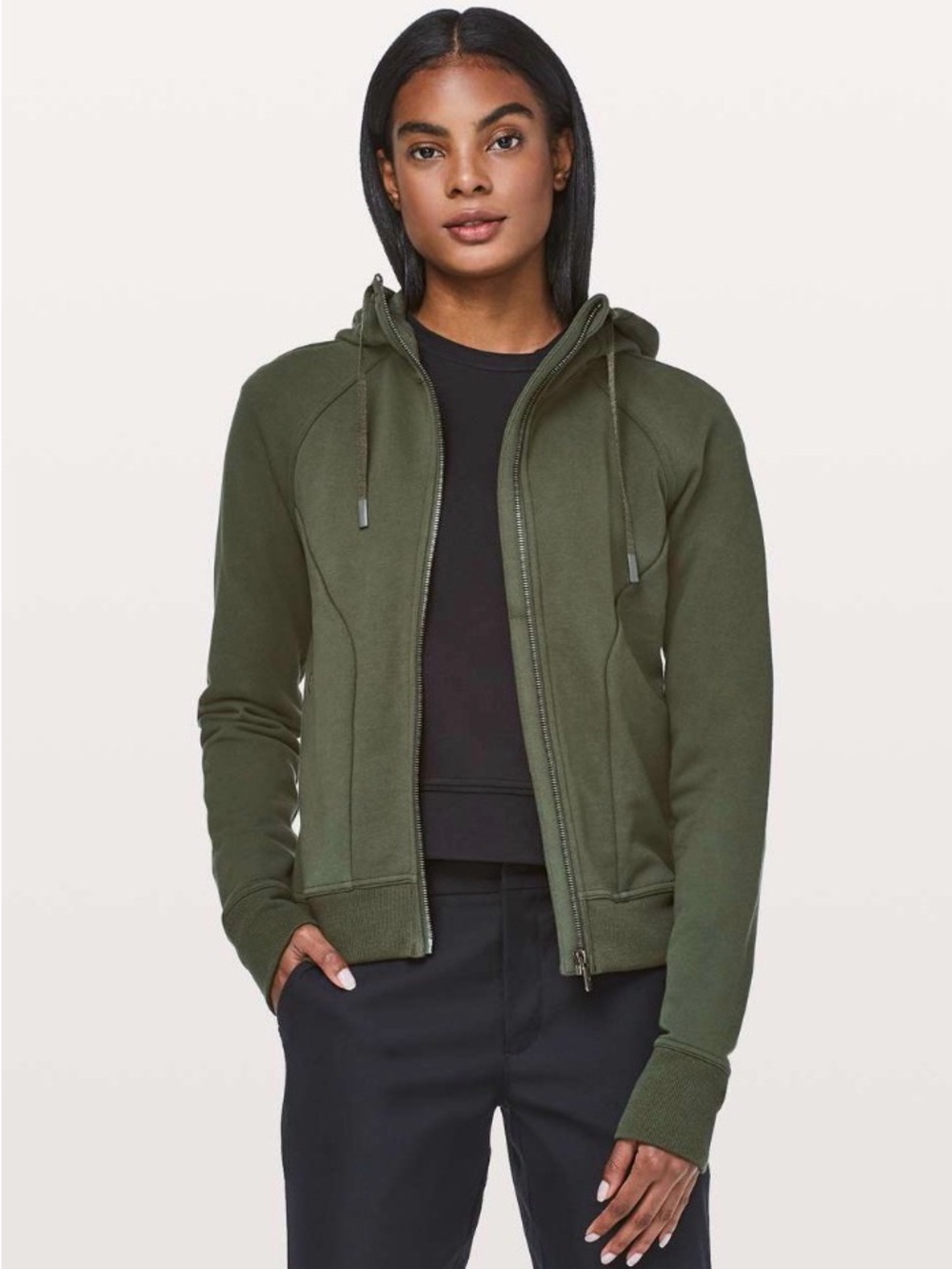 Lululemon Huddle & Hustle Hoodie Sz 8 Camo Green Full Zip Sweatshirt Comfy